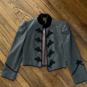 puff sleeve laurel (france) gray wool party holiday cropped jacket